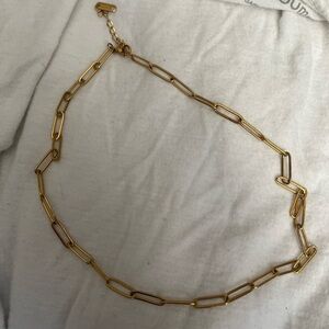 Gold Paperclip Link Necklace Modern Minimalist Design